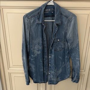 GAP Women's Blue Denim Button Down Shirt